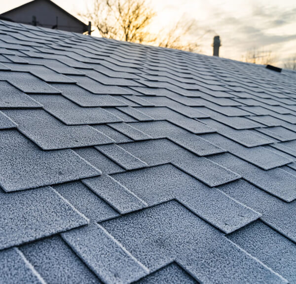 A well-maintained roof and gutter system after a professional service visit.